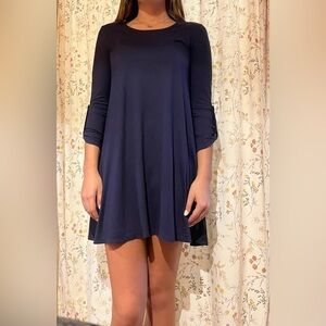 Navy blue long sleeve mini dress